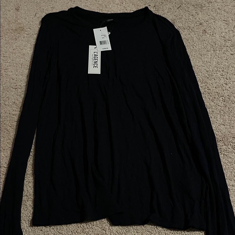 L'AGENCE Elegant Black Long Sleeve Tee